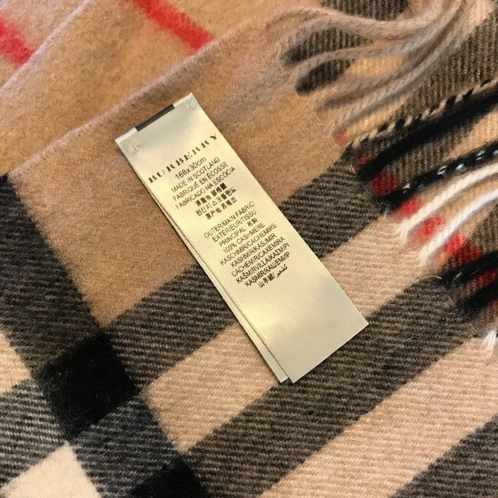 Burberry Classic Check Cashmere Scarf in Beige, Black, White, Red